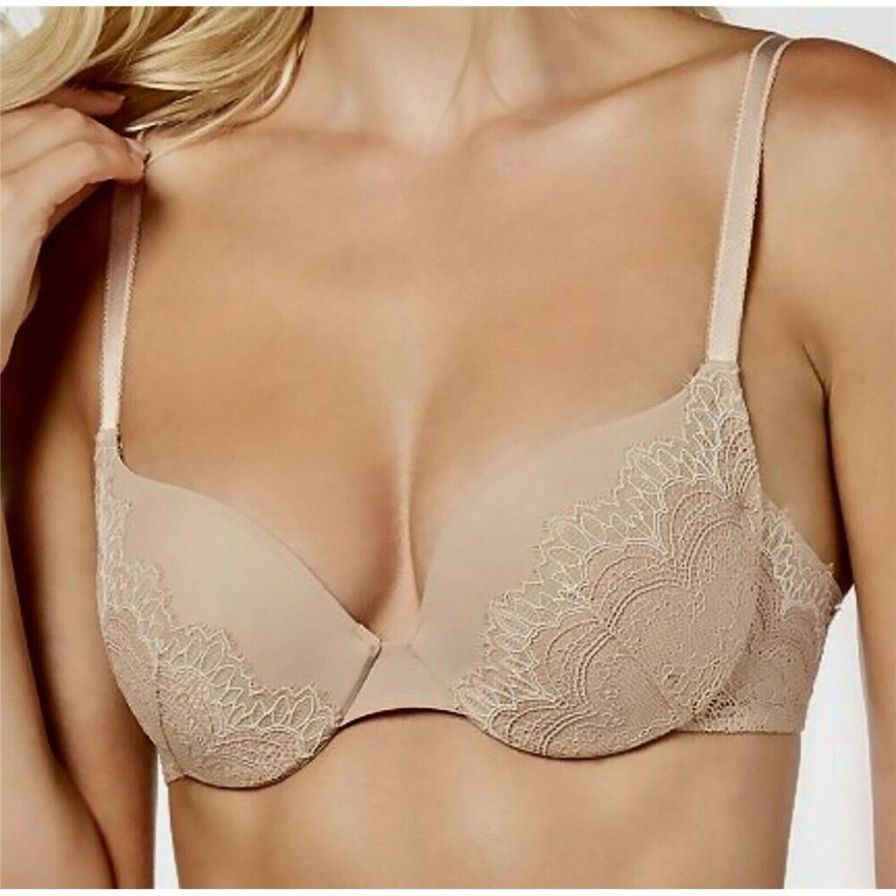 NEW b.tempt'd Wacoal Wink Worthy Beige Padded Push Up Underwire Lace Bra 36DDD
